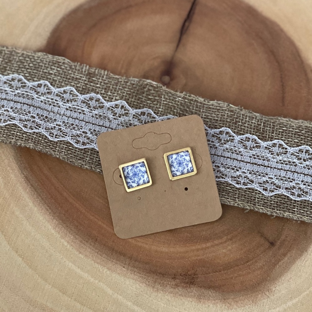 Azulejo  European Blue Tile Inspired Earrings